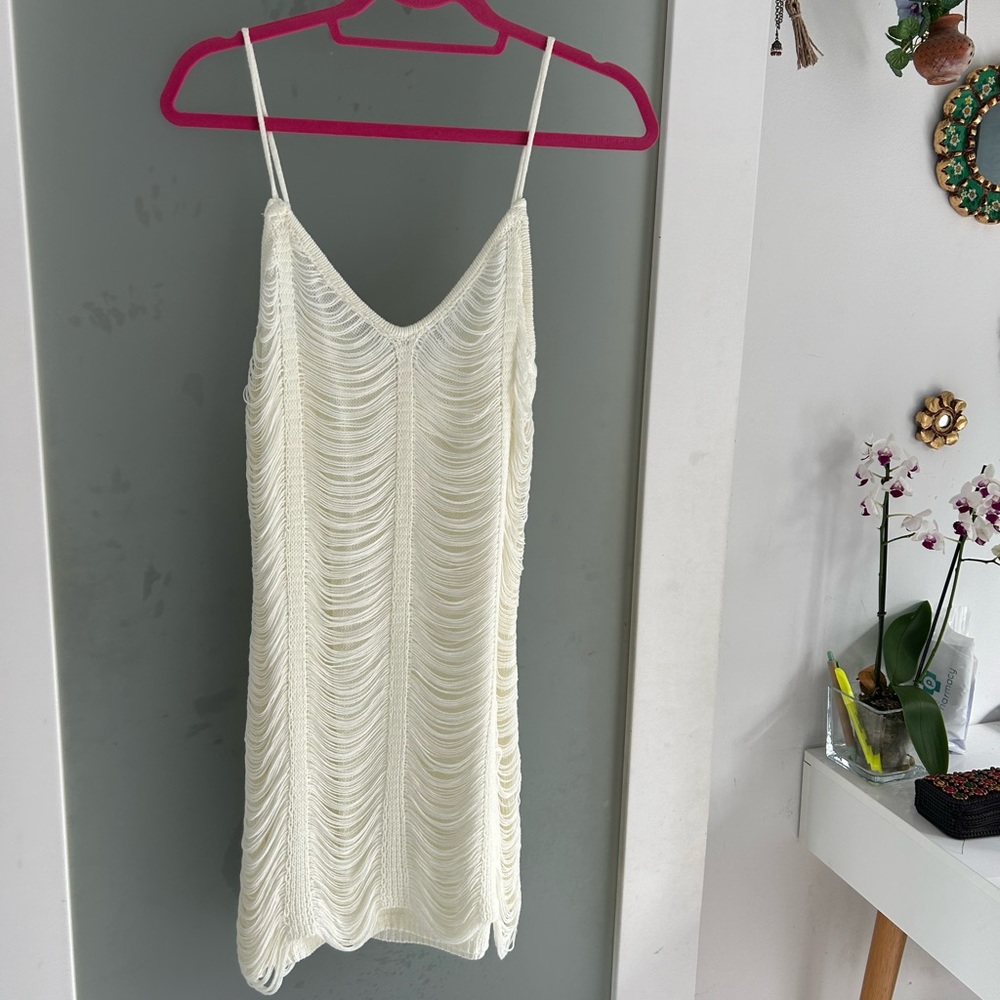 White Beach Fringe Dress